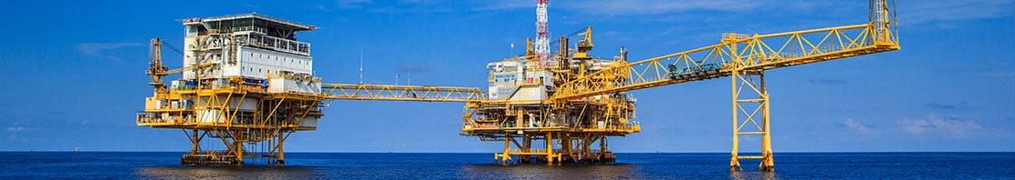 Oil Refinery Off Coast in Ocean